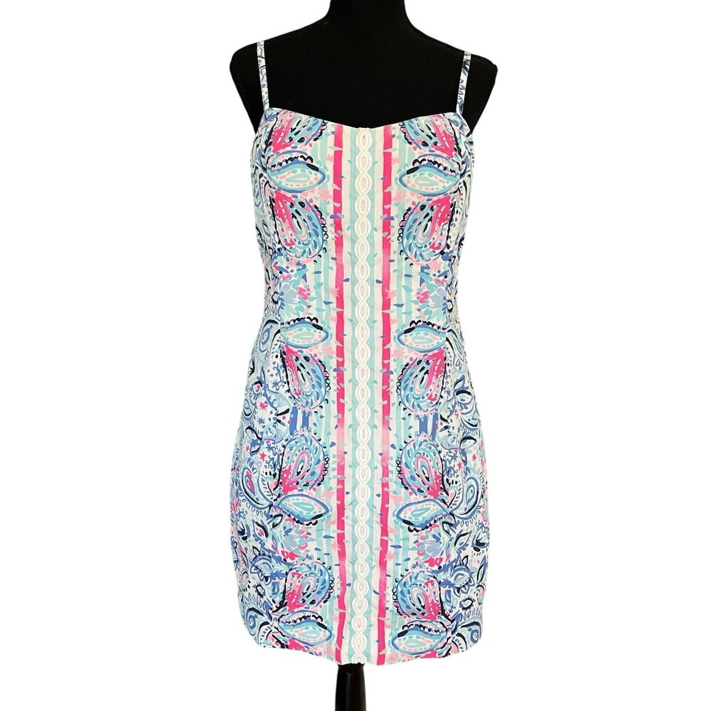 Lilly Pulitzer Stretch Dress Shelli Stripes and Streamers Size 12 Resortwear